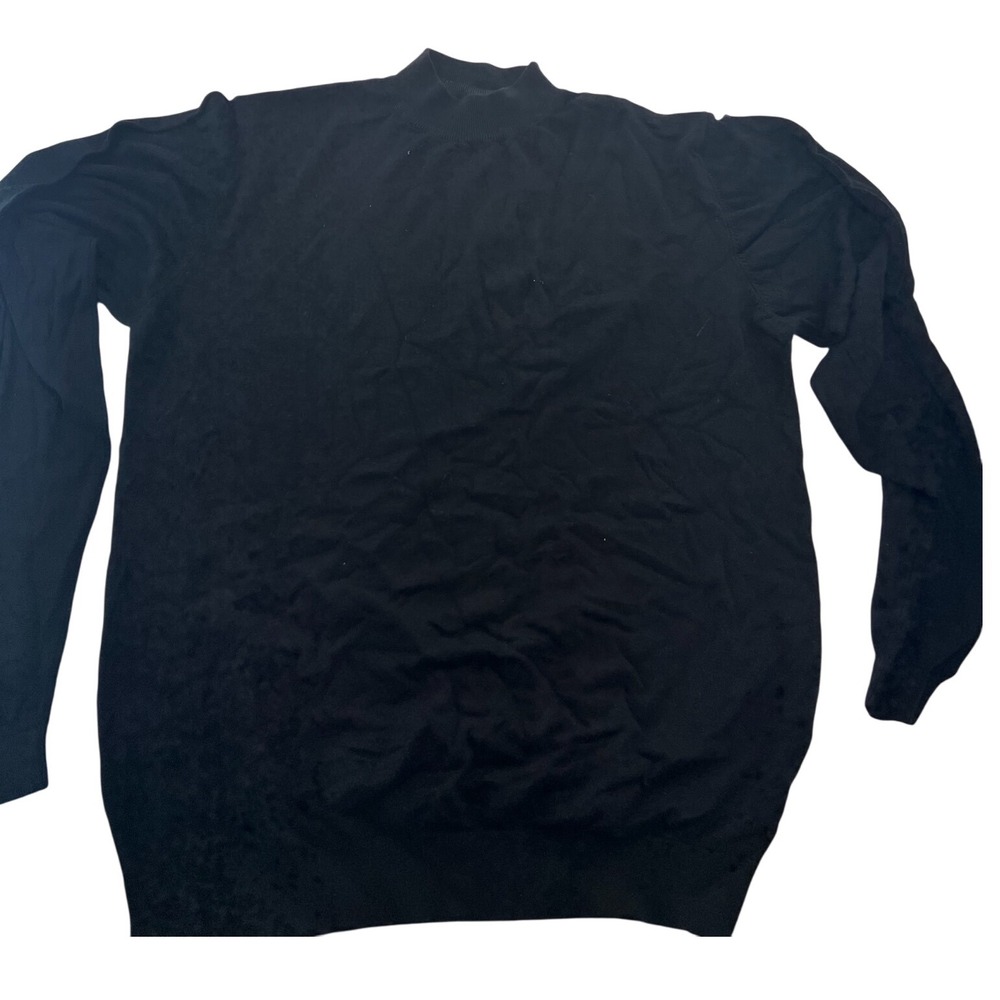 Denim & Flower Mock Neck Sweater Pullover Knit‎ Long Sleeve Black Mens L